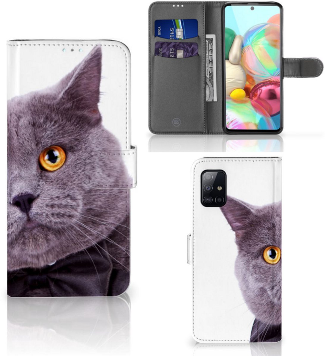 Samsung Galaxy A71 Telefoonhoesje met Pasjes Kat