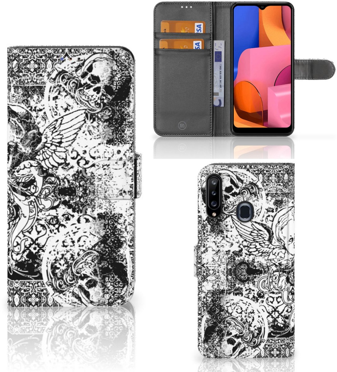 Telefoonhoesje met Naam Samsung Galaxy A20s Skulls Angel