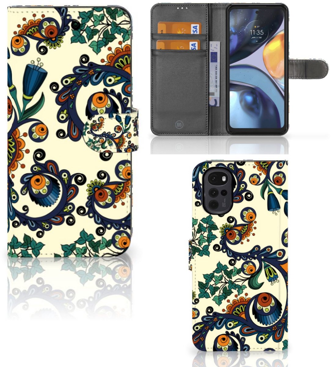 Wallet Case Motorola Moto G22 Barok Flower