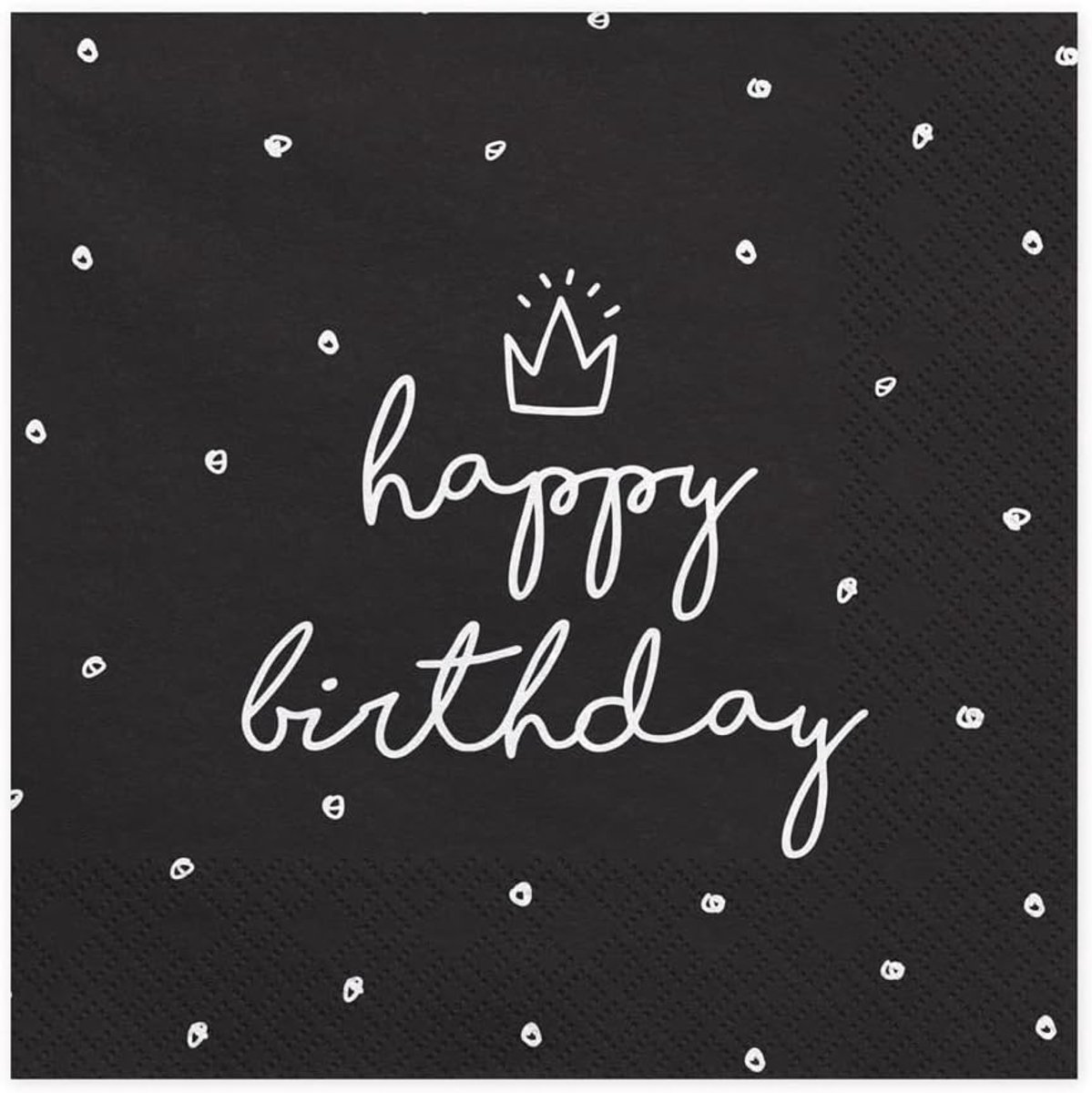 Happy Birthday Servetten - 20 Stuks - 33x33 cm - 3-Laags Zwart