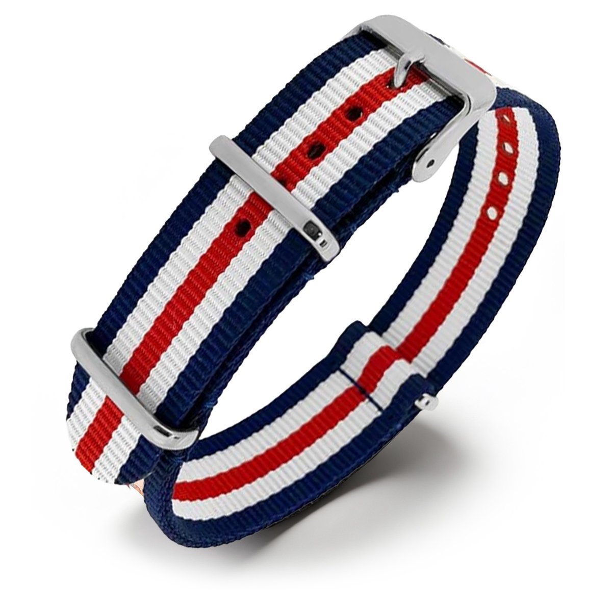 NATO Horlogeband G10 Military Nylon Strap - Blauw Wit Rood 16mm