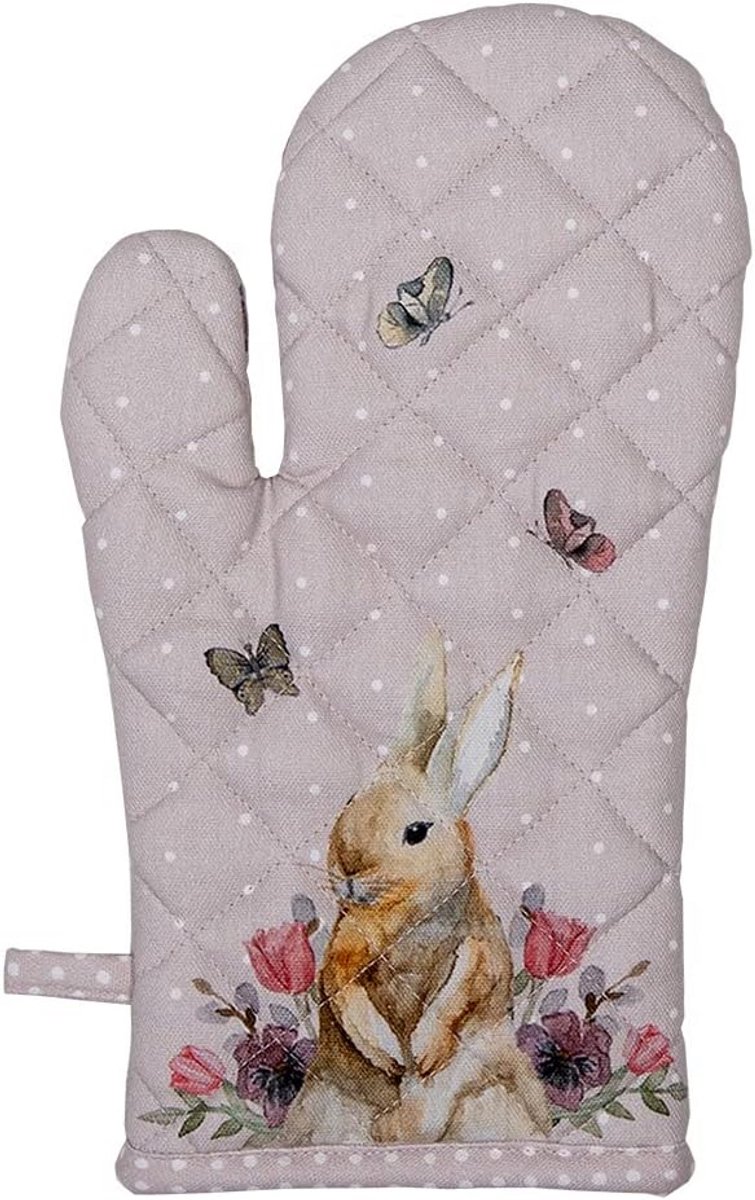 Ovenwant met Hazenmotief en Dots 16x30cm