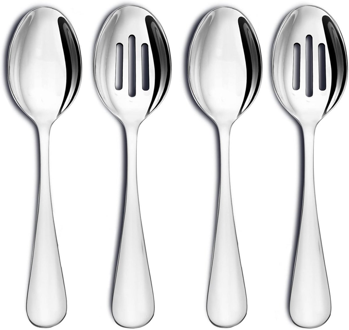 Set van 4 RVS Serveergarnituur Lepels en Sleuflepels voor Buffet en Diner