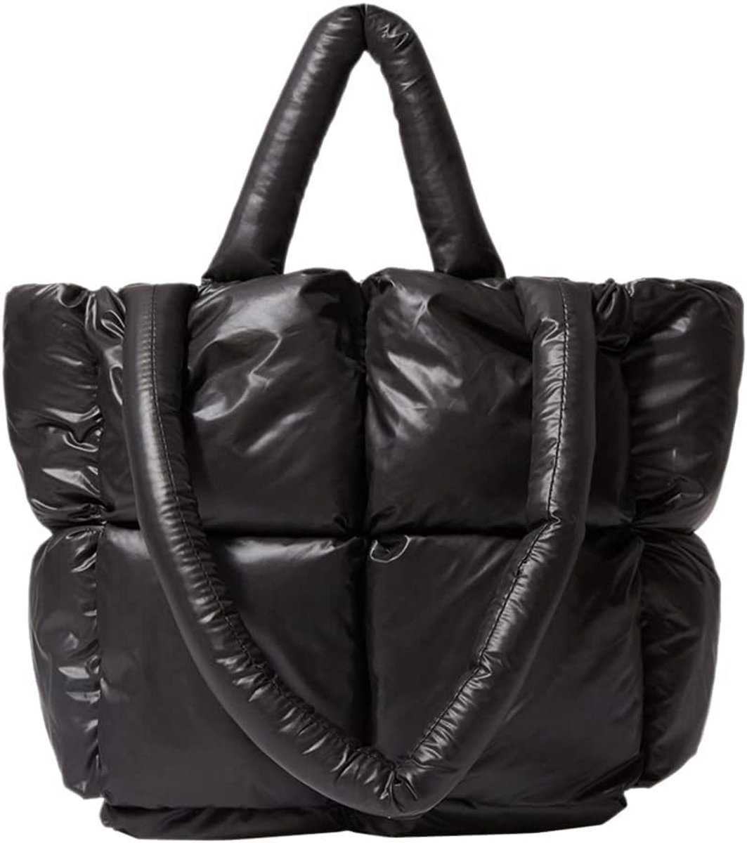Grote Puffer Schoudertas Dames - Gewatteerde Shopper XL met Ritssluiting