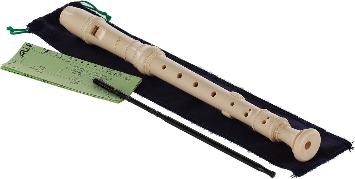 C-sopraanblokfluit Elite 302B - Compleet met zakje, wisstok en grepentabel - Ivoorkleurig