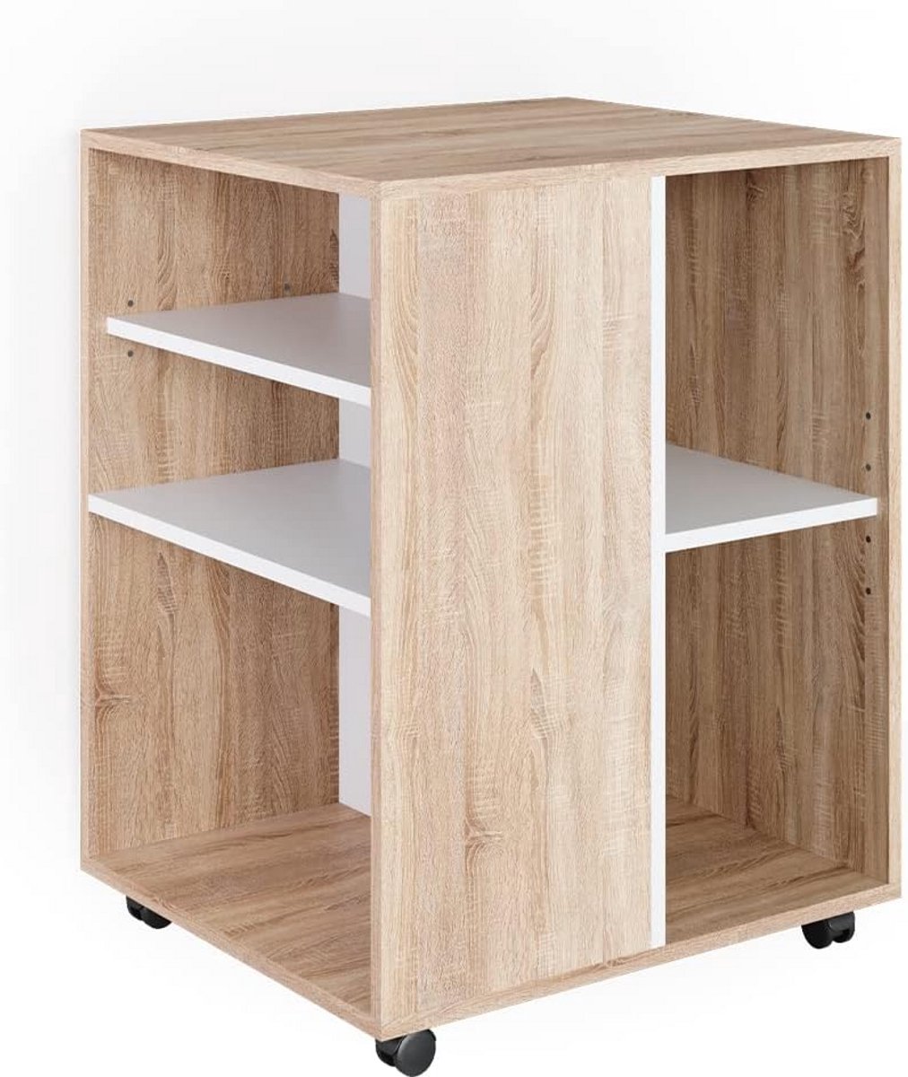 Rollcontainer Archiefkast op Wielen Sonoma/Wit voor Thuiswerkplek