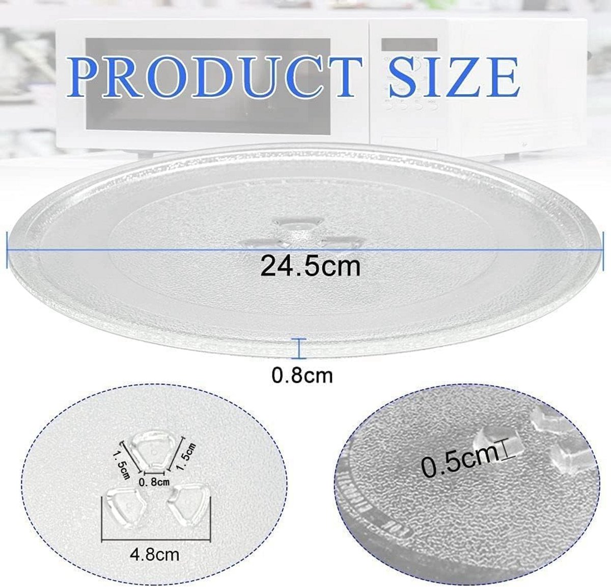Universeel Magnetron Draaiplateau Glas 24.5 cm met Montage Hulpstukken