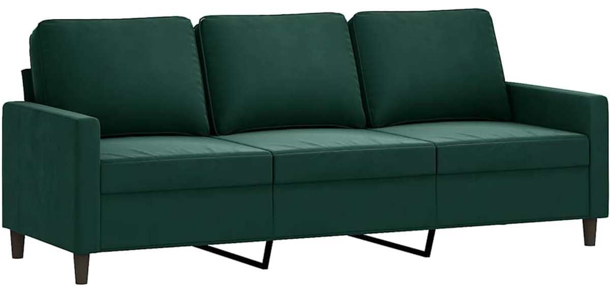 vidaXL Driezitsbank - 180 - cm - fluweel - donkergroen