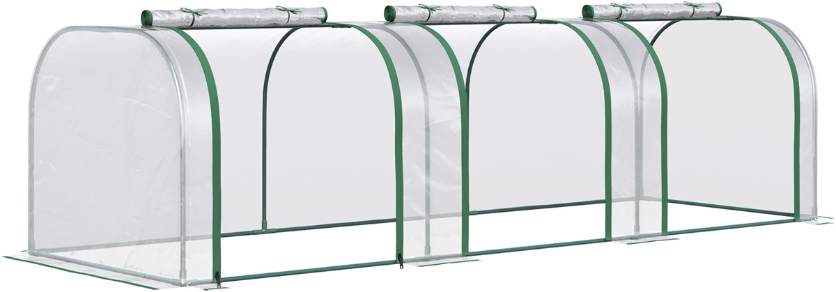 REDOM - Tunnelkas - Met Ritsvensters - Voor Tuin En Balkon - Staal En PVC - Transparant - 295 X 100 X 80 Cm
