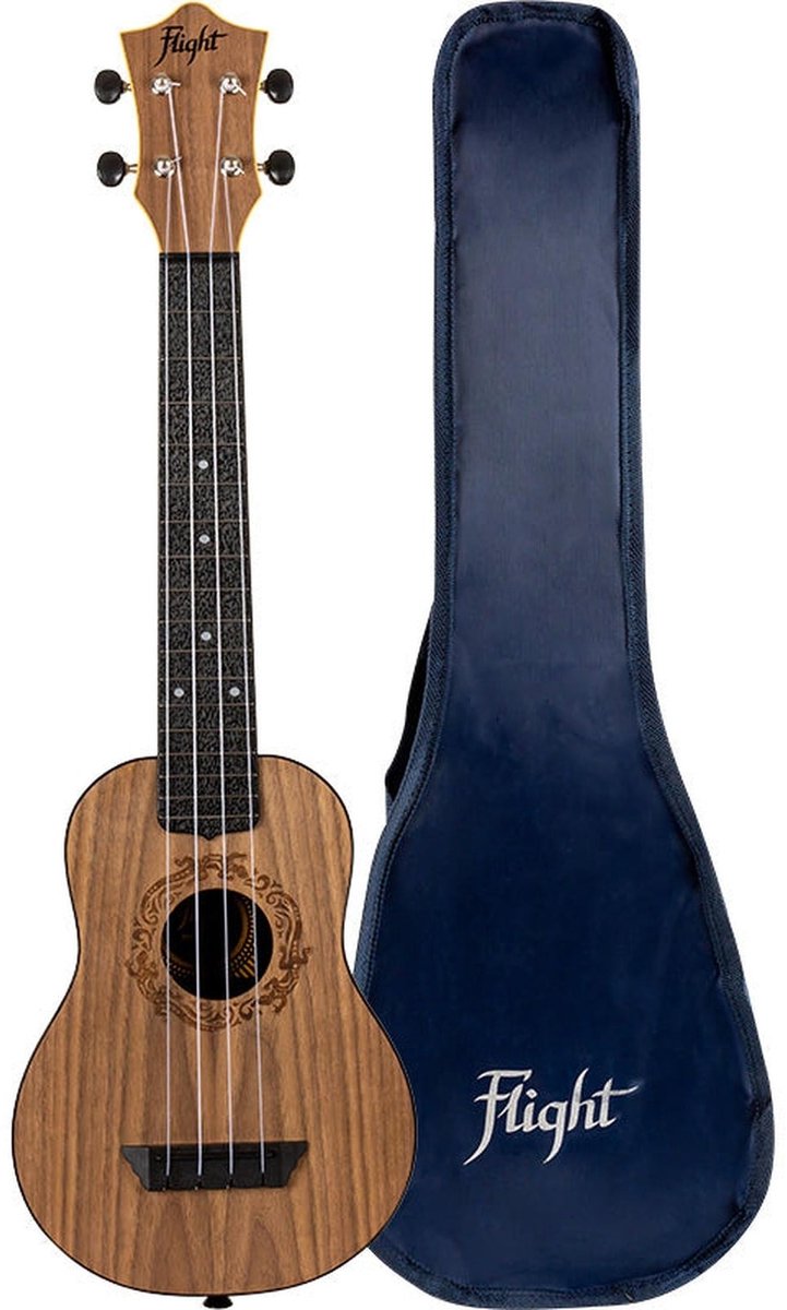 Flight Longneck Sopraan Ukelele - Travel Series - Walnoot - Salamander