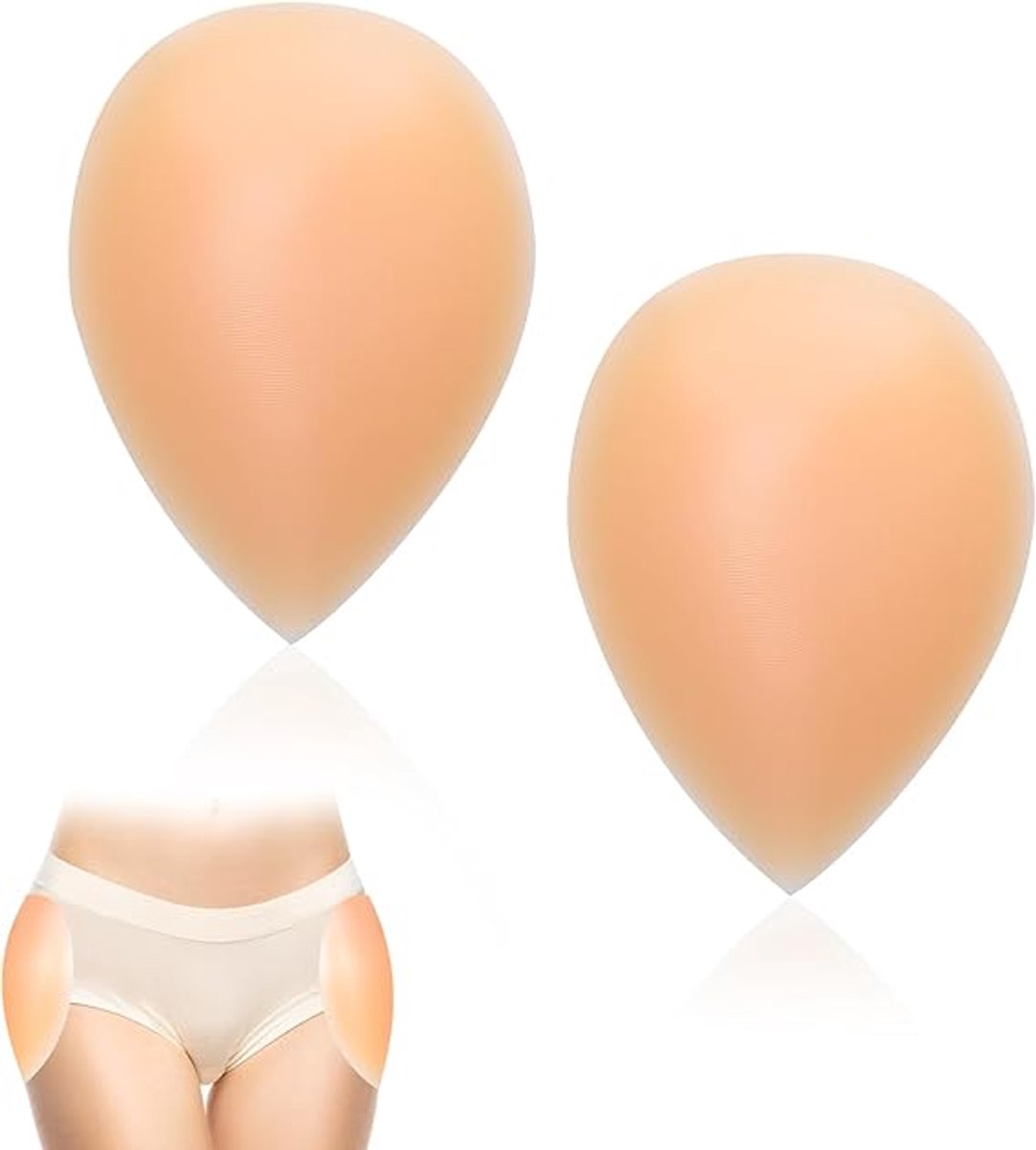 Daity 1 paar - Herbruikbare siliconen bilkussentjes voor vrouwen - ontworpen om de billen te liften en te vergroten - antislip bilkussentjes voor platte billen (19*14,5*1,5 cm) Beige