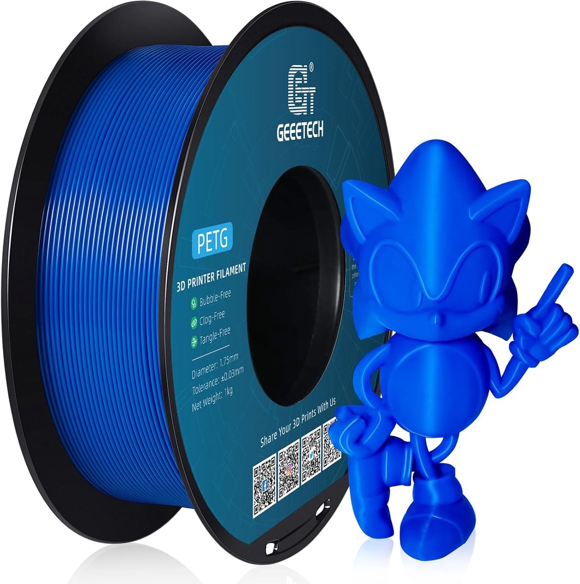 PETG Filament 1,75 mm 1kg Spoel voor 3D-Printers, Blauw