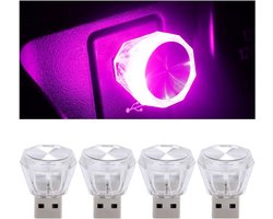 Auto Sfeerverlichting - USB Lampjes - Interieur Verfraaien - Directe USB Aansluiting - 4 stuks - IJsblauw
