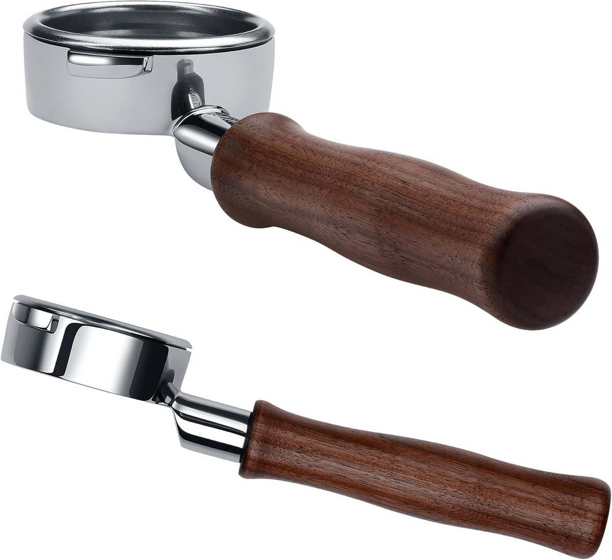 Bottomless Zeefhouder 58 mm voor Espressomachines Naked Portafilter met Walnoothouten Handvat