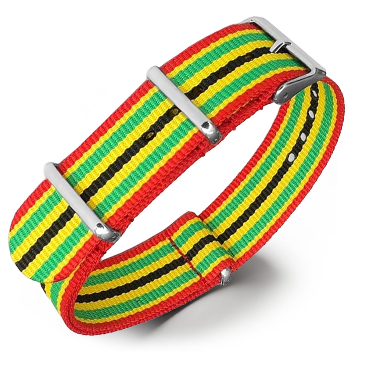 NATO Horlogeband G10 Military Nylon Strap - Rasta - Reggae 22mm