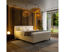 Mörgenn Boxspring Madrid - Pocketvering - Teddy Beige - 140x200 - Incl. Dekbed en Kussens