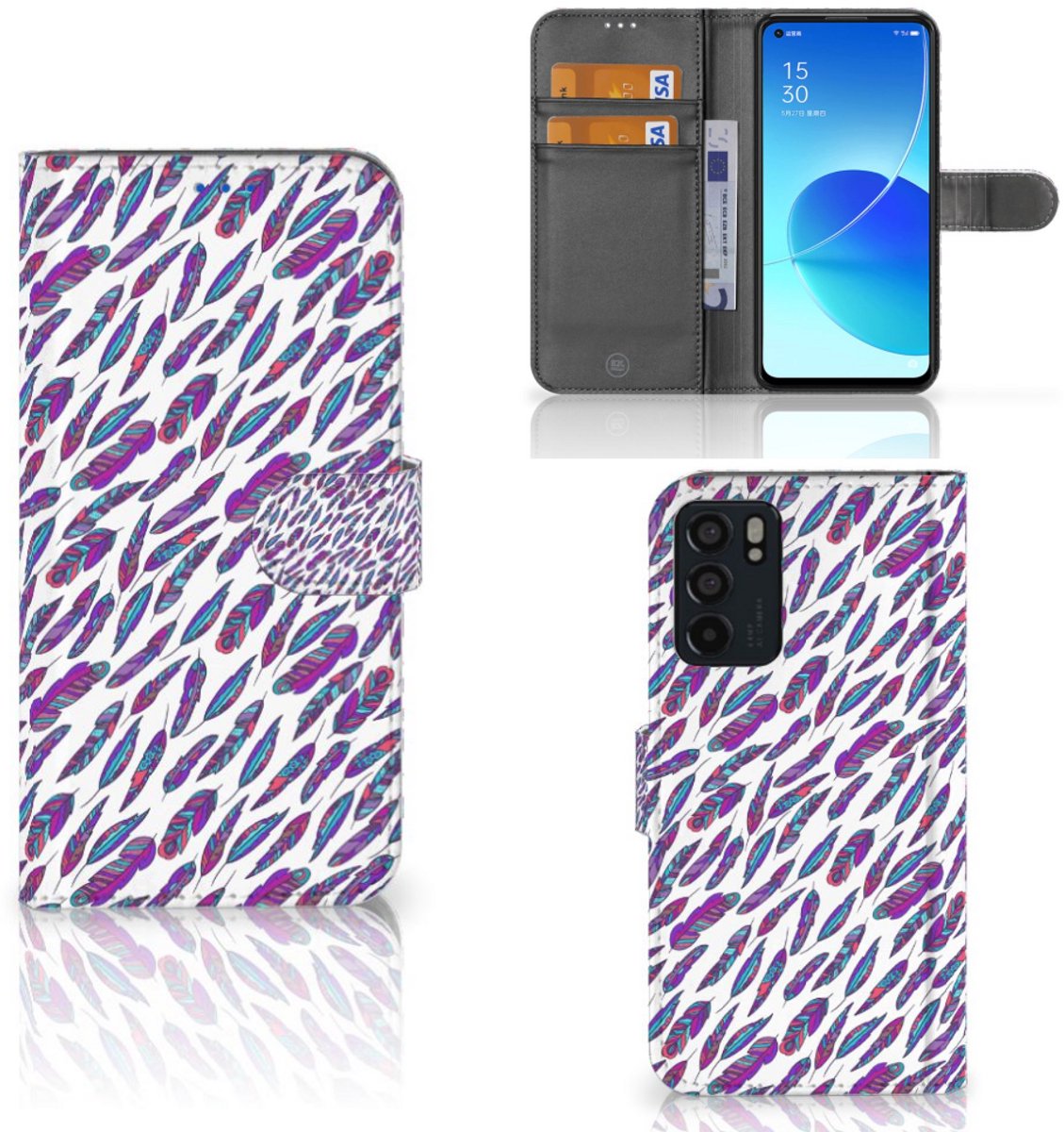 OPPO Reno6 5G Telefoon Hoesje Feathers Color