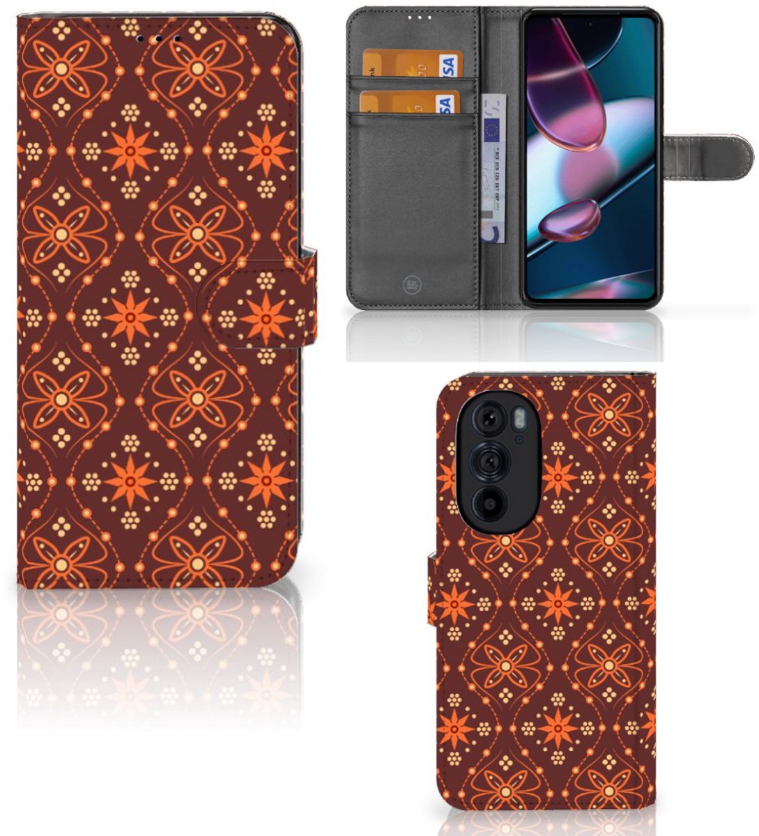 Motorola Edge 30 Pro Telefoon Hoesje Batik Brown