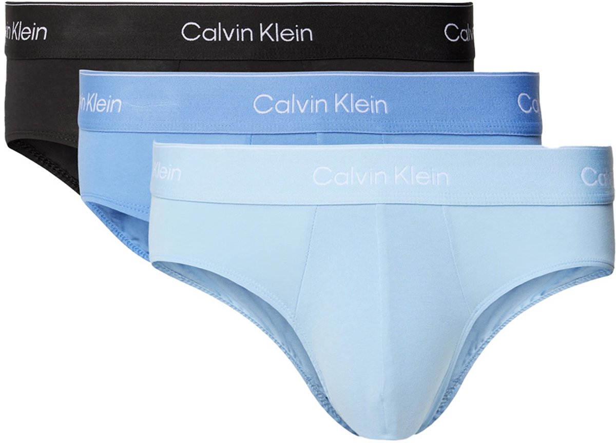 Calvin Klein Icon Cotton Stretch Hipster briefs (3-pack) - heren slips - zwart - middenblauw - lichtblauw