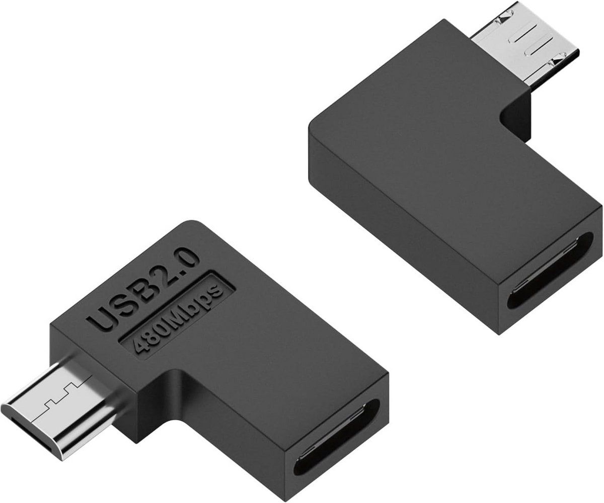 USB C naar Micro USB Hoekadapter 90° - 2 Stuks voor Opladen en Gegevensoverdracht