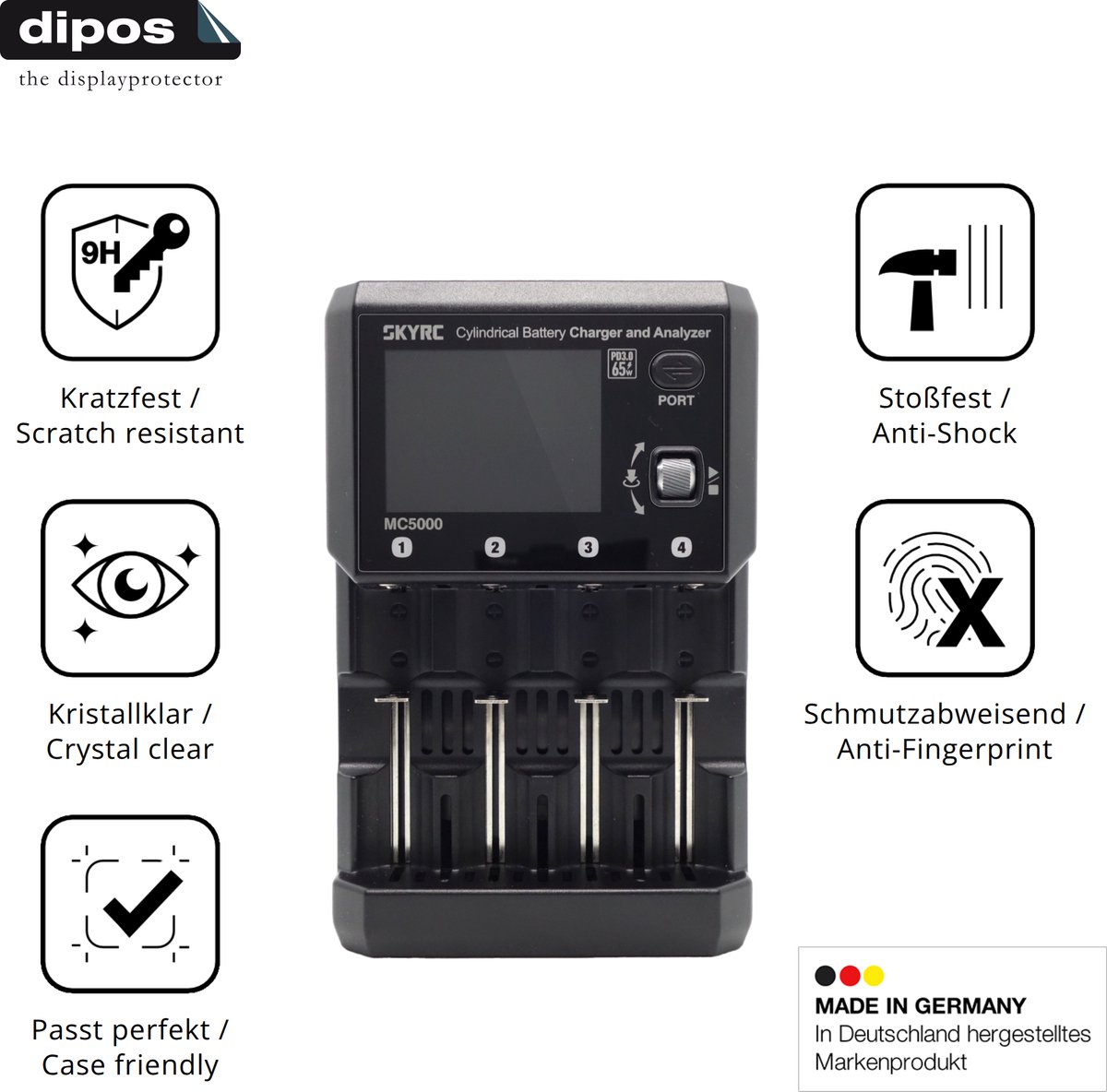 dipos – 2x Pantserfolie geschikt voor SkyRC MC5000 | 9H Screenprotector