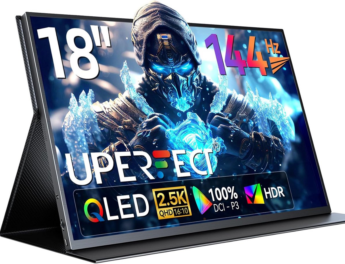 Draagbare Monitor 18 Inch 2.5K 144Hz Gaming Display met HDMI & USB-C