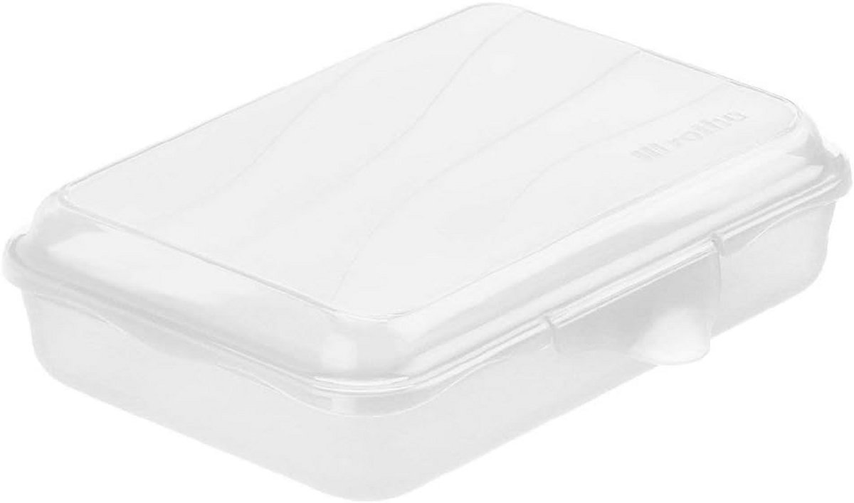 Transparante platte lunchbox 0.45l met kliksluiting - BPA-vrij Kunststof