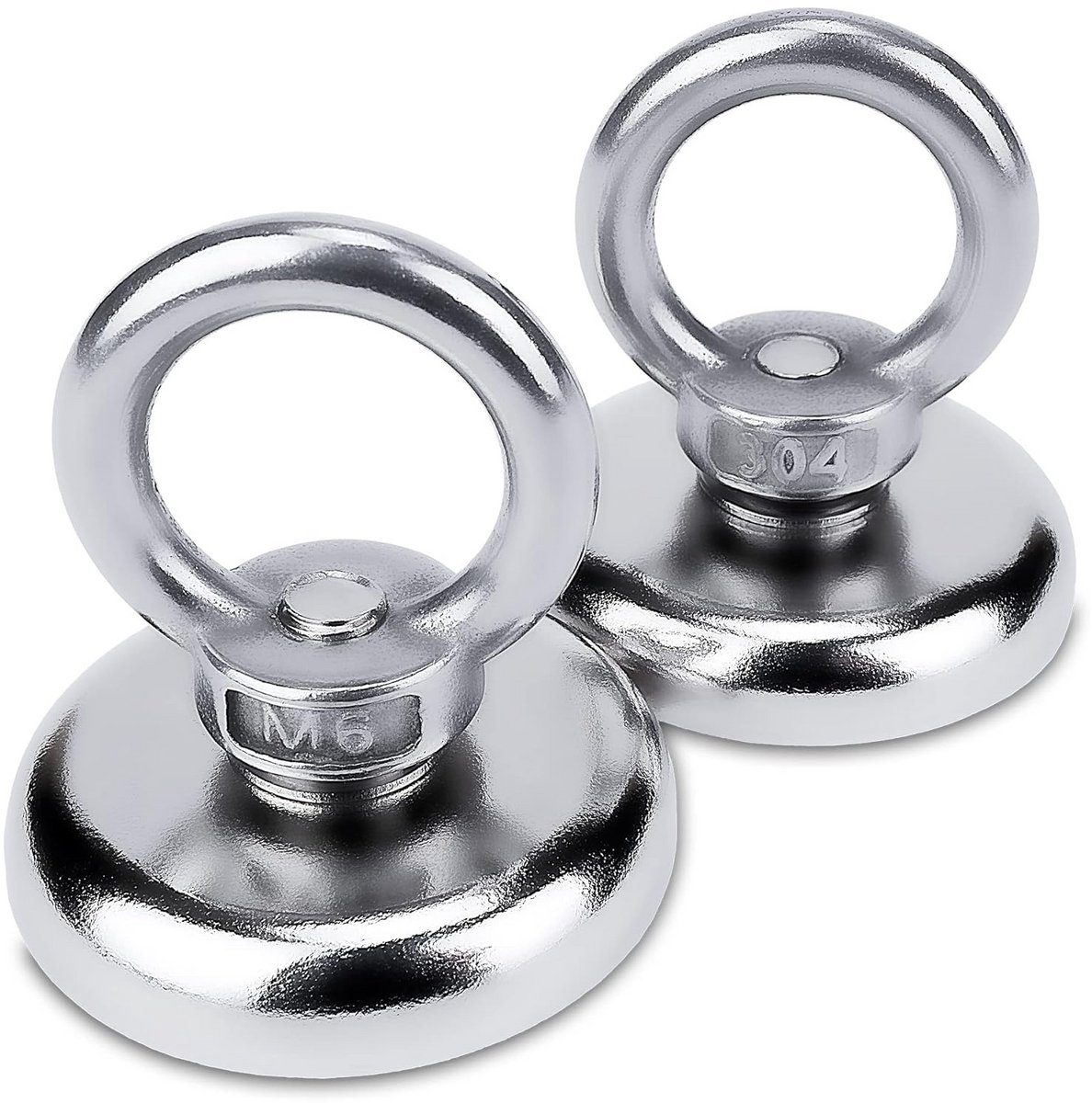 Extra sterke neodymium ringmagneet met oogmoer - set van 2, 36 mm, 50 kg draagkracht