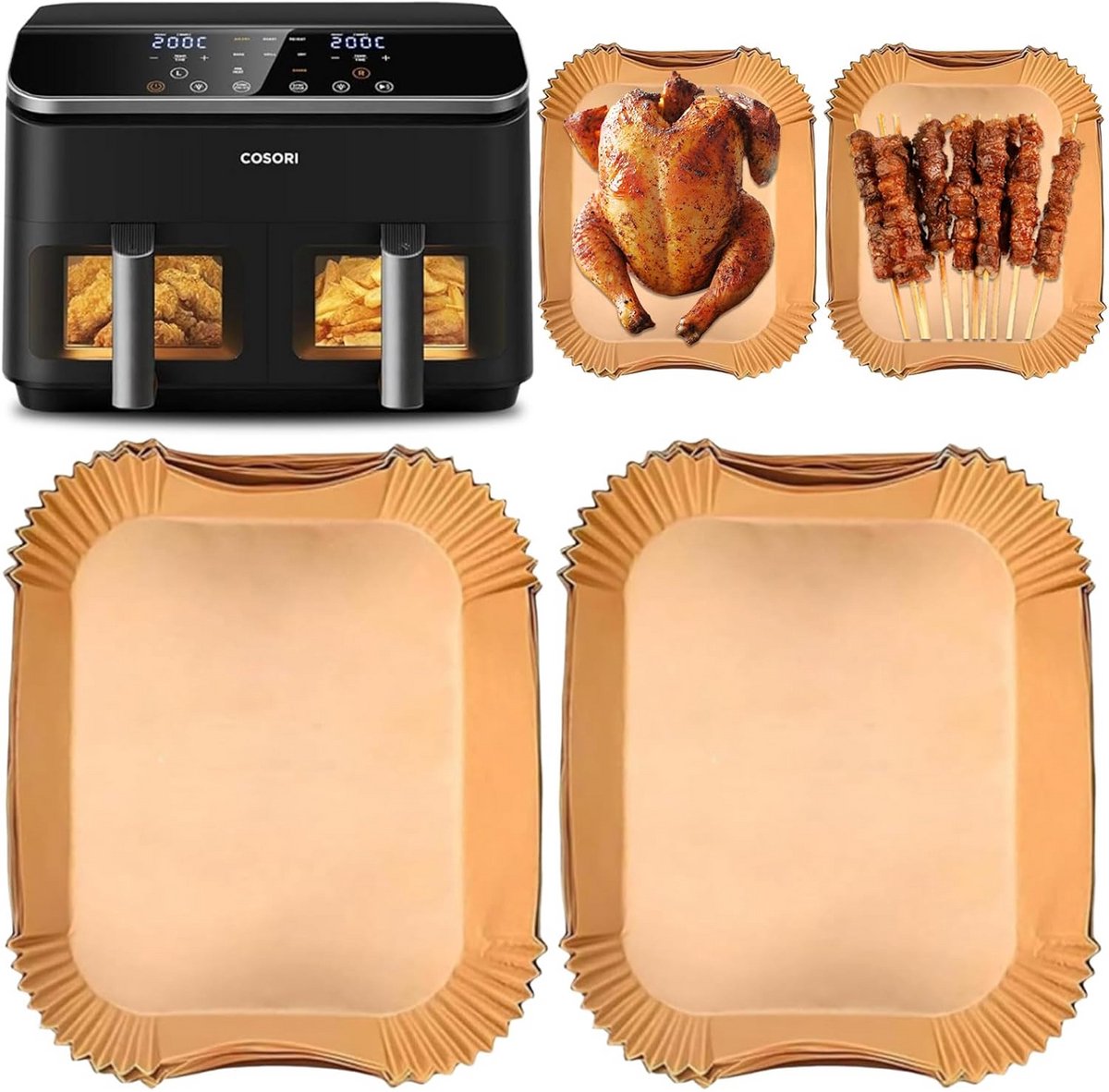 Bakpapier voor heteluchtfriteuses - 100 stuks