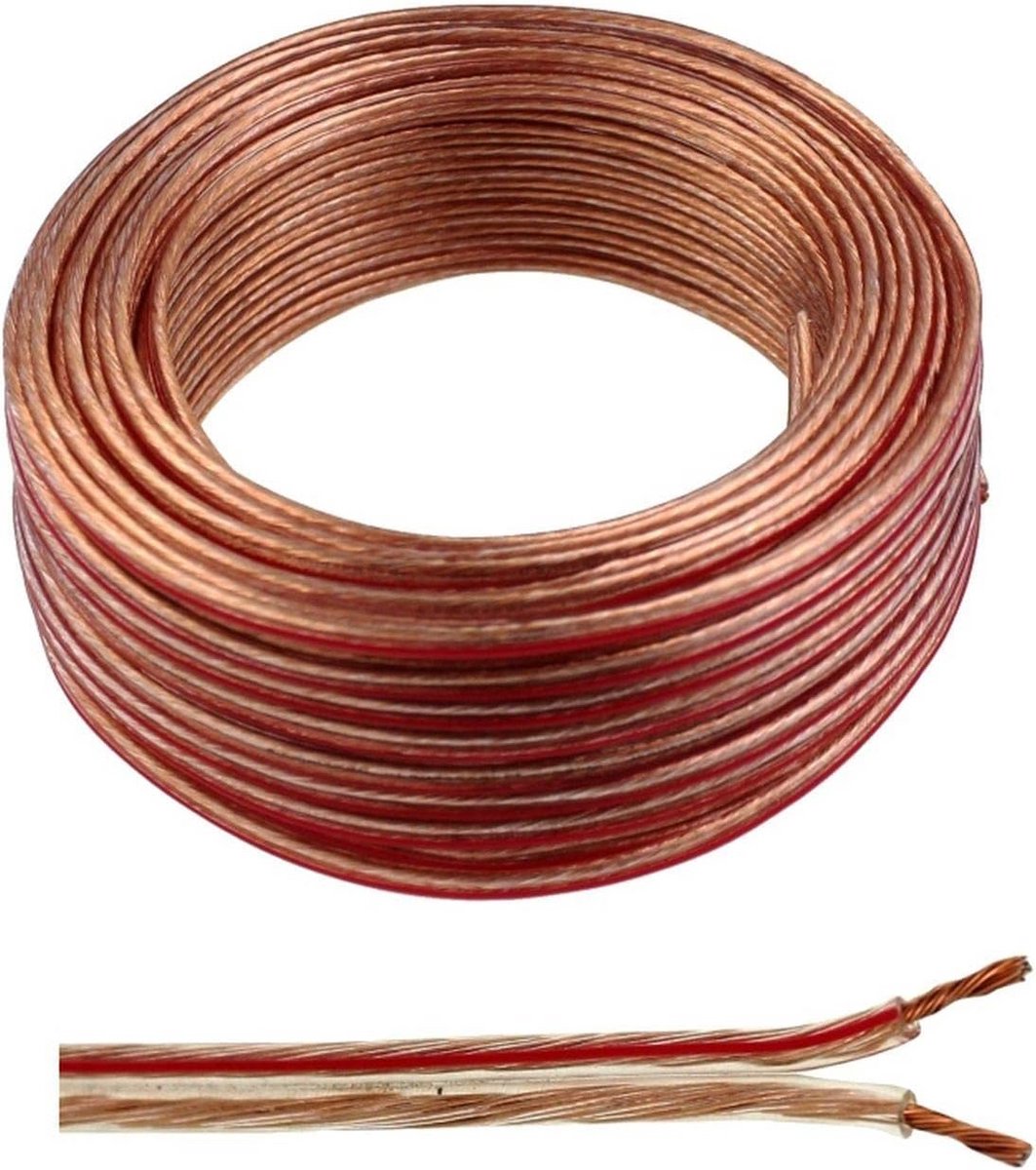 Luidsprekerkabel 50m 2x0,5mm² Audiokabel Transparant