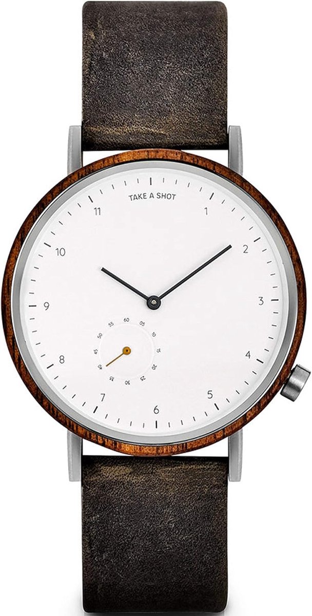 Heren Horloge Hout Analoog met Metalen of Leren Band Ø 42mm - Uniek Polshorloge met Secondewijzer