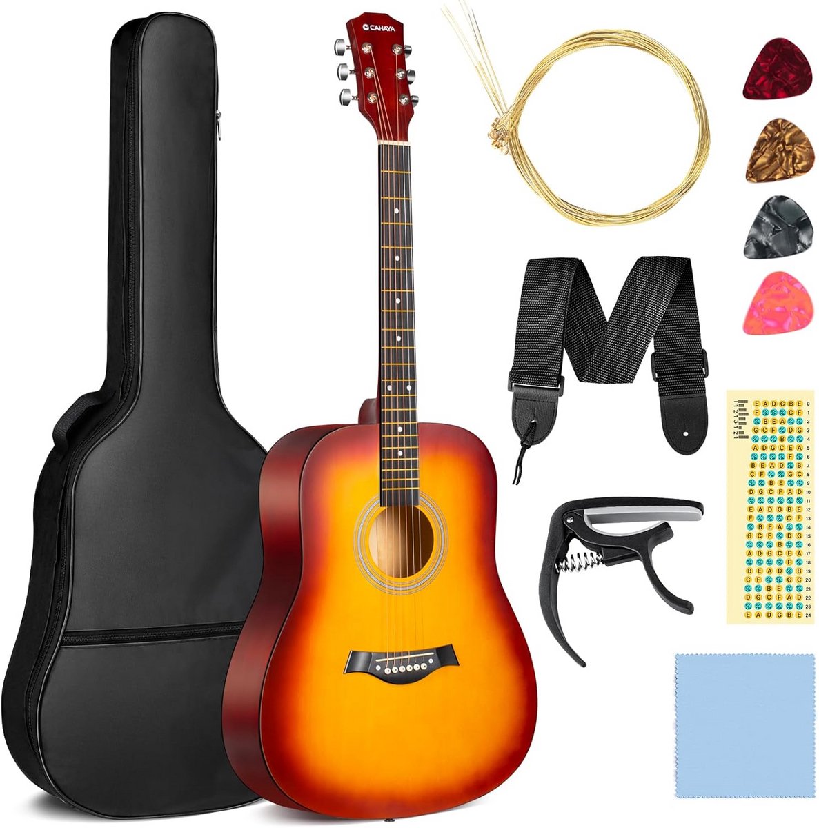 41 Inch Acoustic Guitar Set for Beginners - Lime Wood with Carry Bag and Accessories
