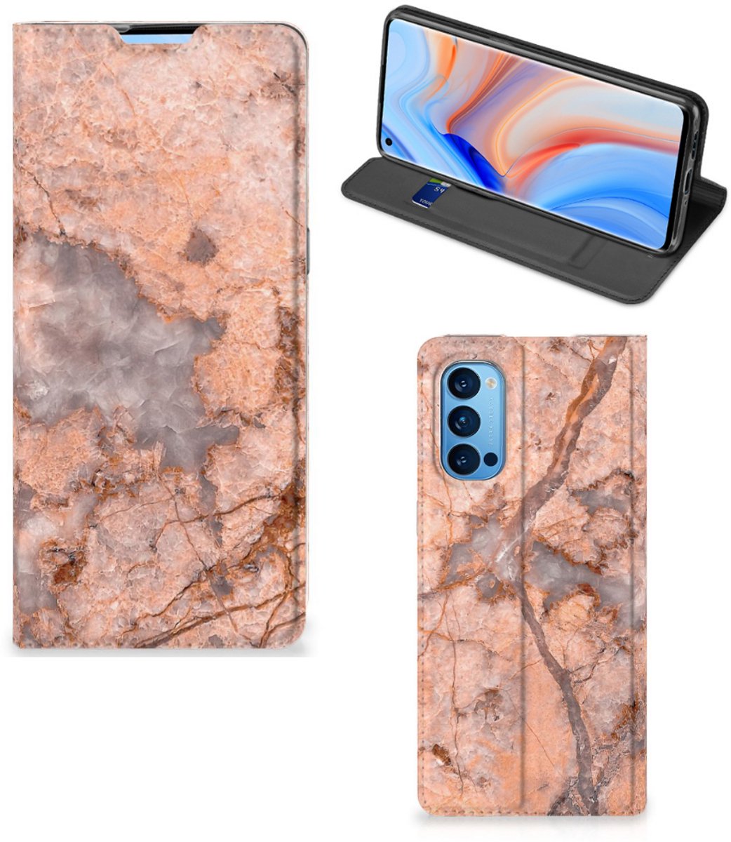 OPPO Reno4 Pro 5G Standcase Marmer Oranje