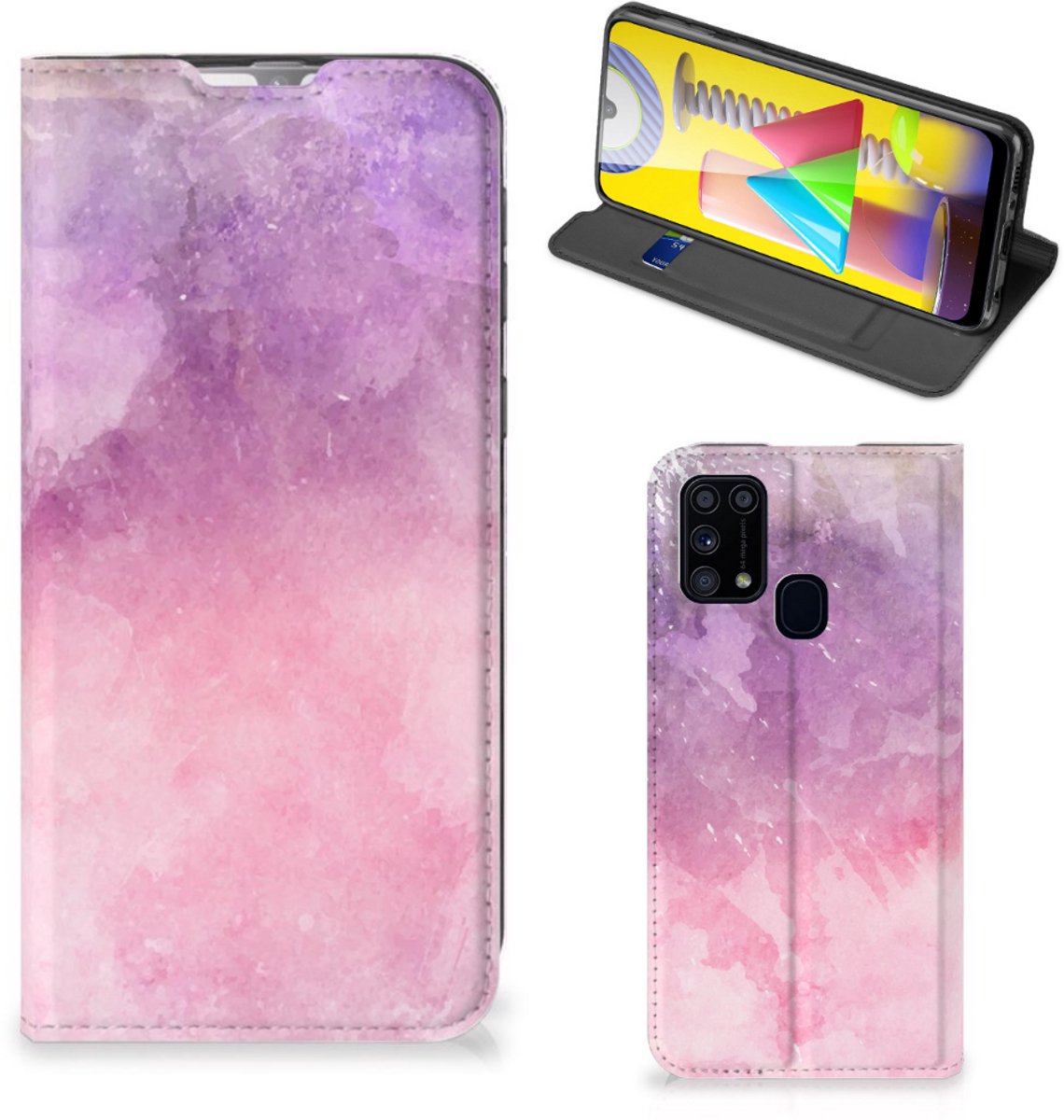 Bookcase Samsung Galaxy M31 Pink Purple Paint