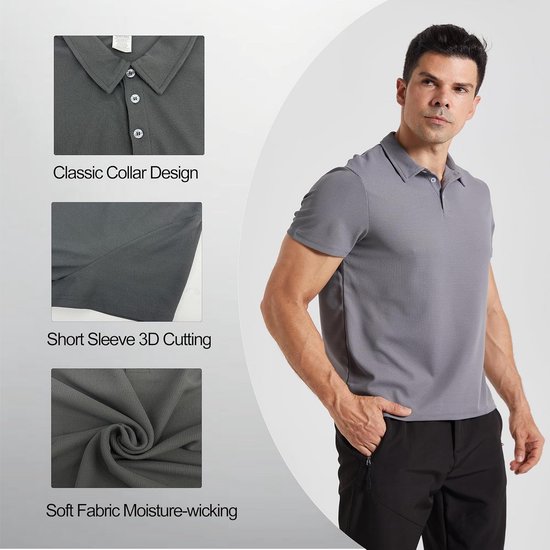 Sneldrogend Wafel Poloshirt voor Heren - Golfshirt met Korte Mouwen, Vochtafvoerend en Lichtgewicht — afbeelding 5