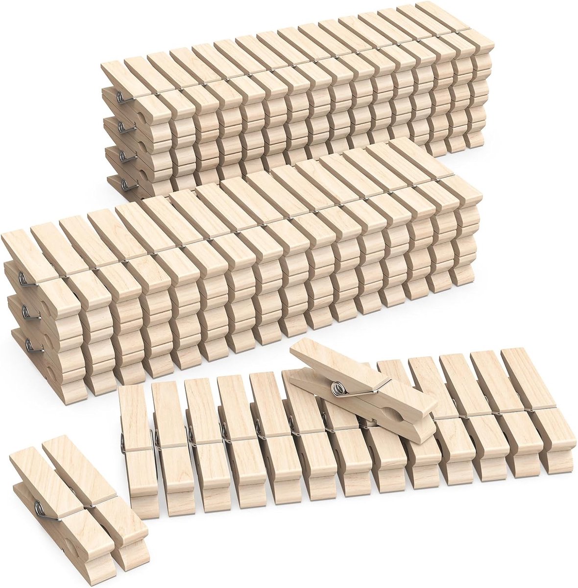 Mini Houten Gekleurde Wasknijpers - 128 Stuks