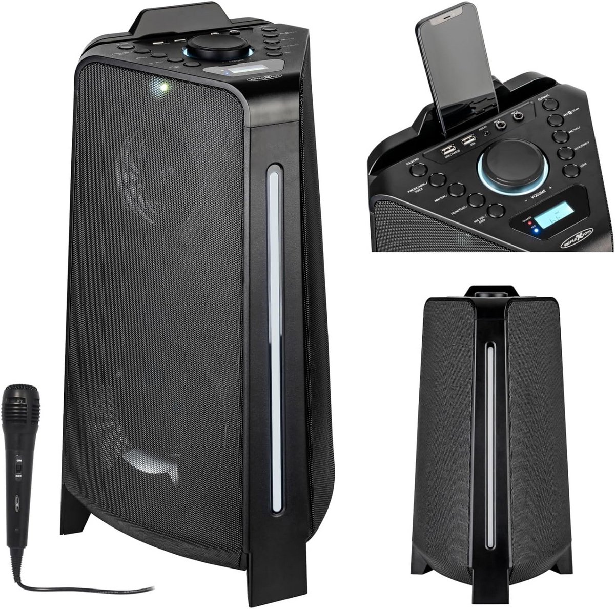 Draagbare oplaadbare luidspreker met FM, USB, Bluetooth, Mic en LED-verlichting voor feestjes en outdoor