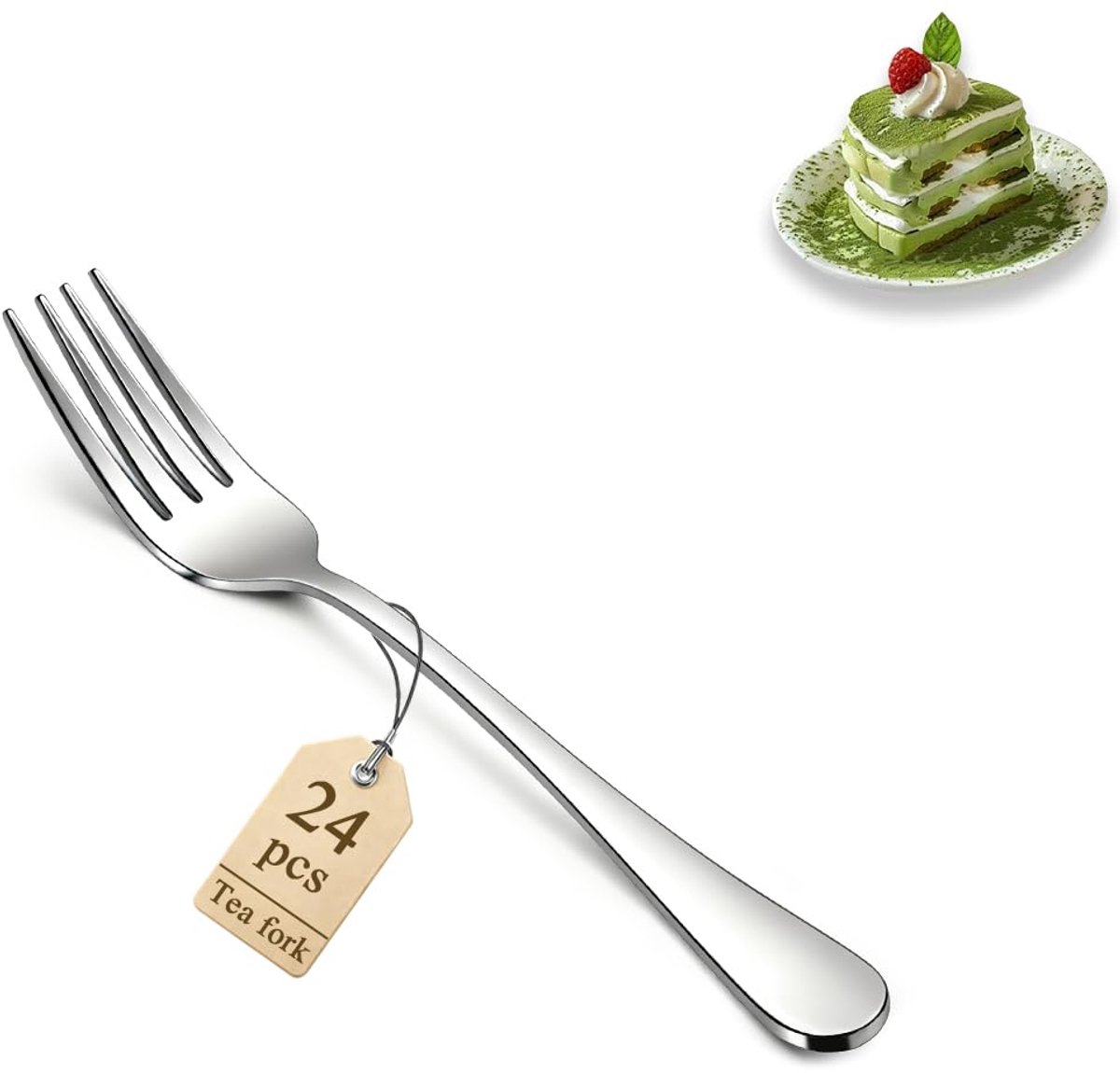 Dessertgabel Set - 24 Stuks RVS - 14 cm Ideaal voor Taart en Snacks