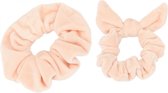Princess Mimi Scrunchie Mini & Mum Effen Zalmroze 2-delig