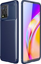 Realme 8 Hoesje - Mobigear - Racing Serie - TPU Backcover - Blauw - Hoesje Geschikt Voor Realme 8