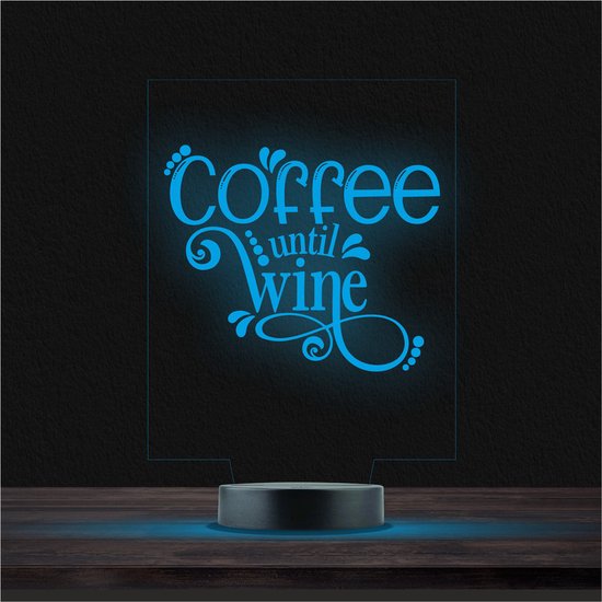 Led Lamp Met Gravering - RGB 7 Kleuren - Coffe Until Wine
