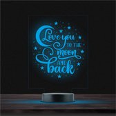 Led Lamp Met Gravering - RGB 7 Kleuren - Love You To The Moon And Back