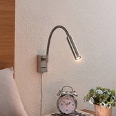 Lucande - LED wandlamp - 1licht - ijzer - H: 43.5 cm - gesatineerd nikkel - Inclusief lichtbron