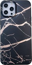Hoesje geschikt voor iPhone 13 Pro Max - Backcover - Softcase - Marmer - TPU - Zwart