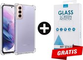Crystal Backcase Transparant Shockproof Hoesje Samsung Galaxy S21 - Gratis Screen Protector - Telefoonhoesje - Smartphonehoesje