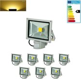 7 x LED Schijnwerper + Sensor 20W Warm Wit