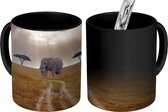 Magische Mok - Foto op Warmte Mokken - Koffiemok - Zonneschijn op een olifant in een natuurreservaat - Magic Mok - Beker - 350 ML - Theemok