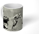 Mok - Koffiemok - Een illustratie van een doelpunt dat gescoord wordt bij voetbal - Jongens - Meisjes - Kinderen - Mokken - 350 ML - Beker - Koffiemokken - Theemok
