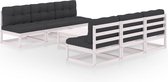 Decoways - 7-delige Loungeset met kussens massief grenenhout