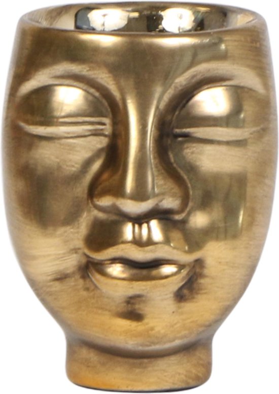 Kolibri Home | Face to face bloempot - Gouden keramieken sierpot Ø6cm